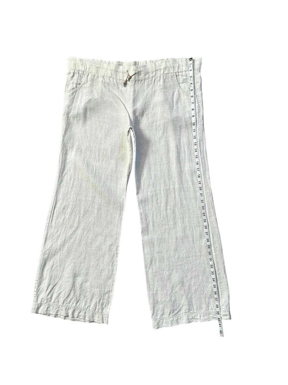 ecoSkin 100% Linen High Rise Wide Leg Pants Natural Beige Size Large - Picture 8 of 9